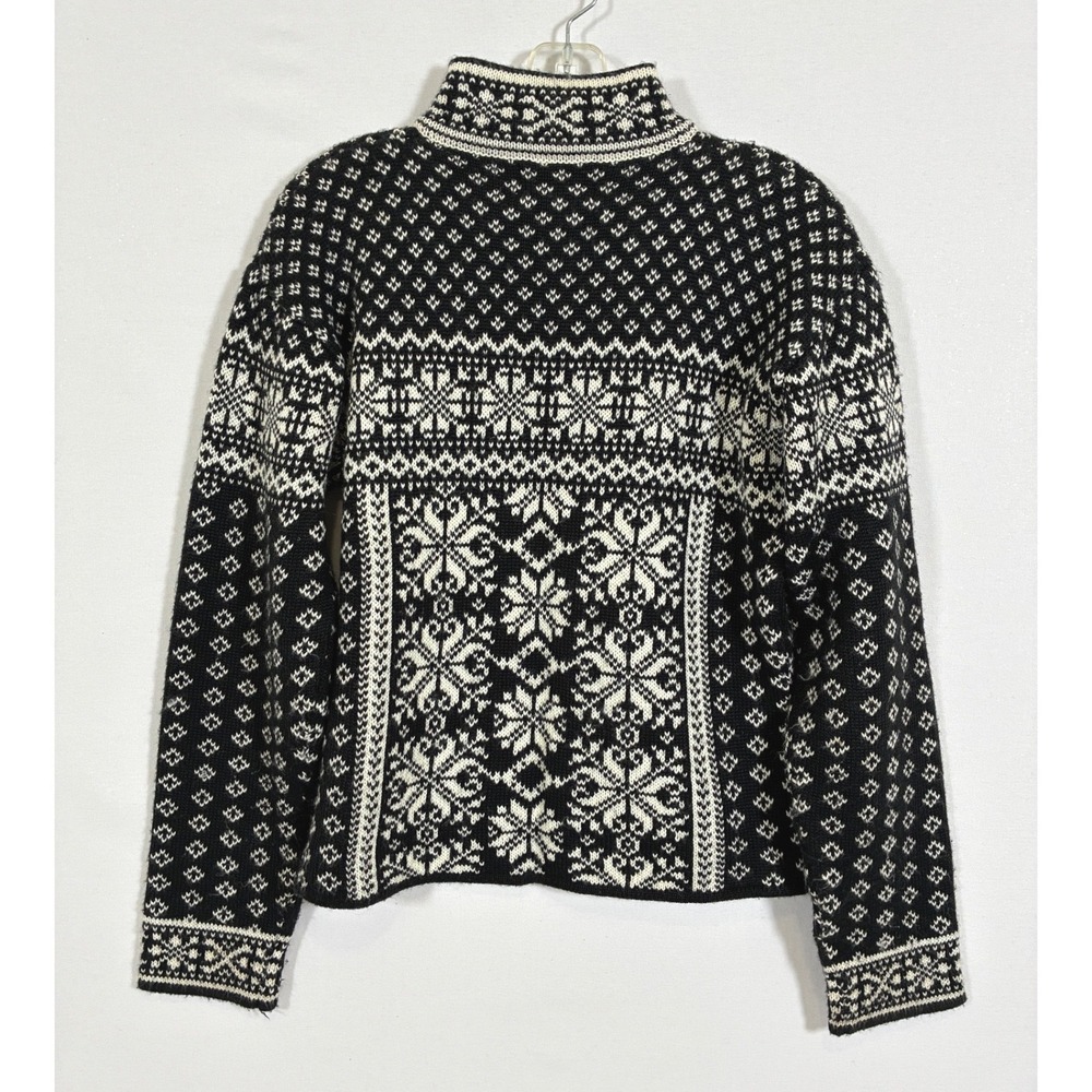Obermeyer Signature Mimi Womens L Black White Fair Isle Wool Blend Quarter Zip - Picture 3 of 11